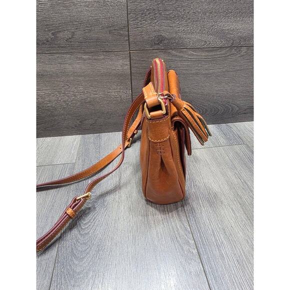 Dooney & Bourke Brown Medium Florentine Pocket Leather Crossbody bag B000553 - Picture 8 of 11